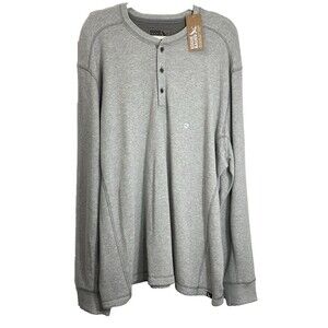 Eddie Bauer Shirt Men's 2XL Gray MR EF Thermal Henley Outdoors Long SL Cotton